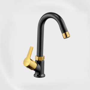 Black & Gold Pillar Tap with Swivel Spout